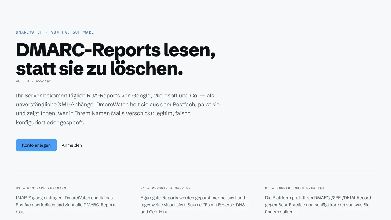 Startseite von DmarcWatch